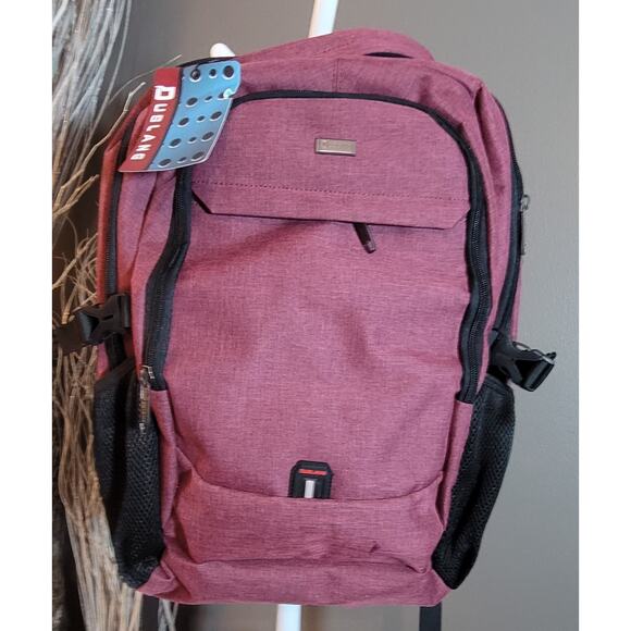 Duslang Backpack Laptop Bag USB Port Anti Theft Multi Pocket Rose Comfort Strap - Picture 1 of 9
